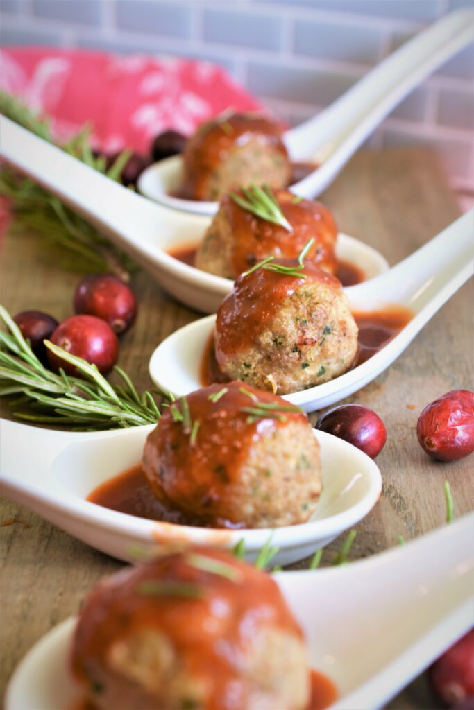 party bites all lined up amuse bouche in spoons with rosemary