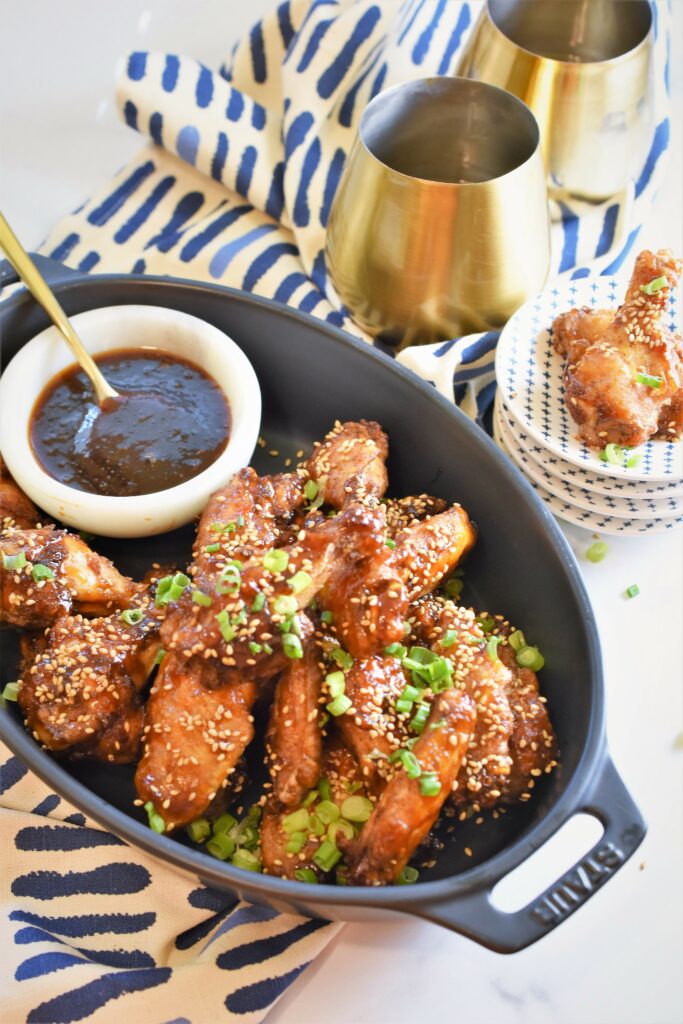 serving dish of baked wings