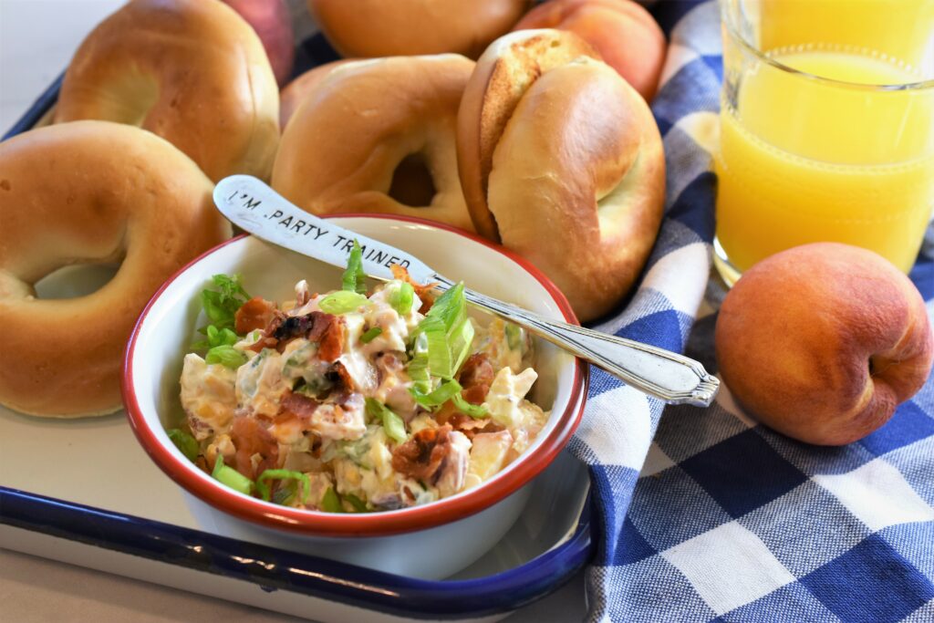 complete set back image of buffet breakfast with bagels