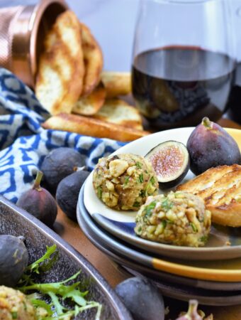 happy hour nut and cheese truffles on appetizer plates