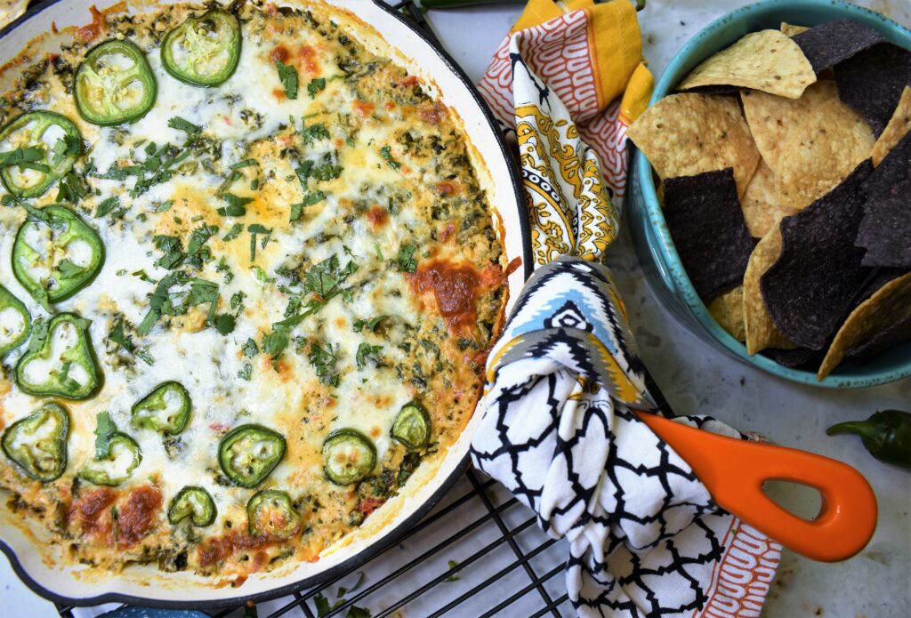 cheesy dip baked in skillet