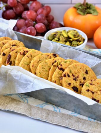 buttery homemade crunchy biscuits in a tin