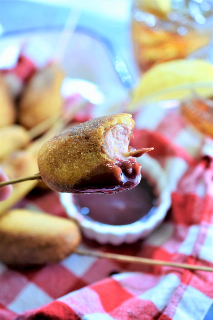 fried mini dog on a stick